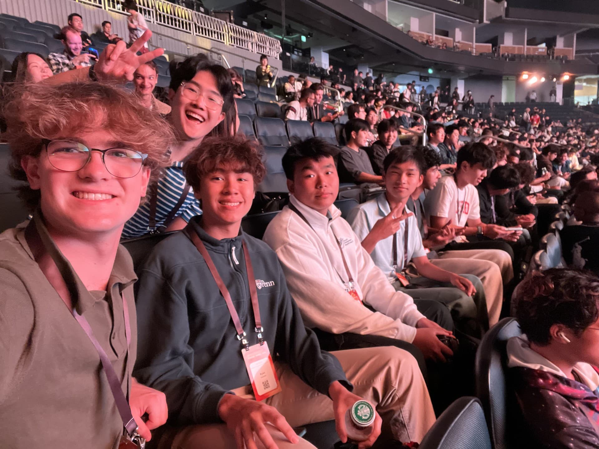 Group selfie at an arena event